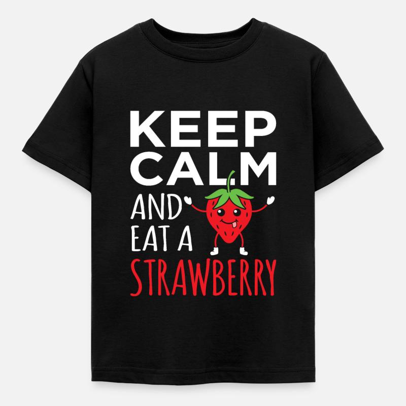 Erdbeere - Kinder T-Shirt - Schwarz