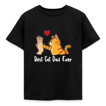 Best Cat Dad Ever - Kinder T-Shirt - Schwarz - Vorne - AI Model Kid Female (0cm)