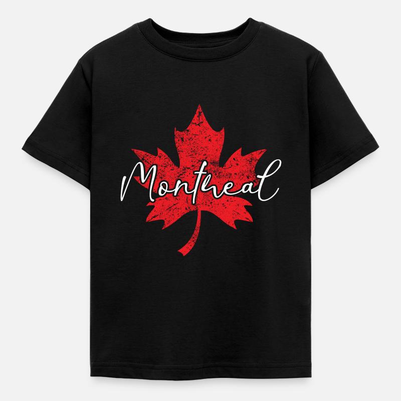 Montréal Canada Rouge Blanc Trèfle - T-shirt Enfant - noir