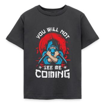 Ninja Ninjutsu Judo Katana Kids Shuriken Warrior - Kids' T-Shirt - dark grey - Front - AI Model Kid Female (0cm)