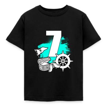 Pirat 7 Jahre alt - Kinder T-Shirt - Schwarz - Vorne - AI Model Kid Female (0cm)