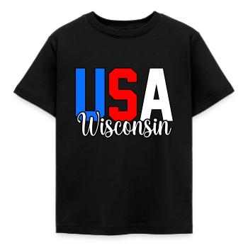 Usa Wisconsin Gift - Kids' T-Shirt - black - Front - AI Model Kid Female (0cm)