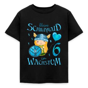 Kleine Schildmaid im Wachstum Geburtstag 6 Jahre - Kinder T-Shirt - Schwarz - Vorne - AI Model Kid Female (0cm)