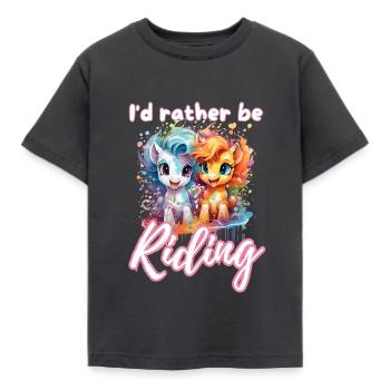 I'd rather be riding horseriding girl splash art - Kids' T-Shirt - dark grey - Front - AI Model Kid Female (0cm)