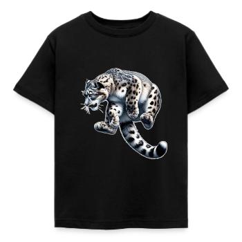 Schneeleopard Leopard Weißer Leopard - Kinder T-Shirt - Schwarz - Vorne - AI Model Kid Female (0cm)