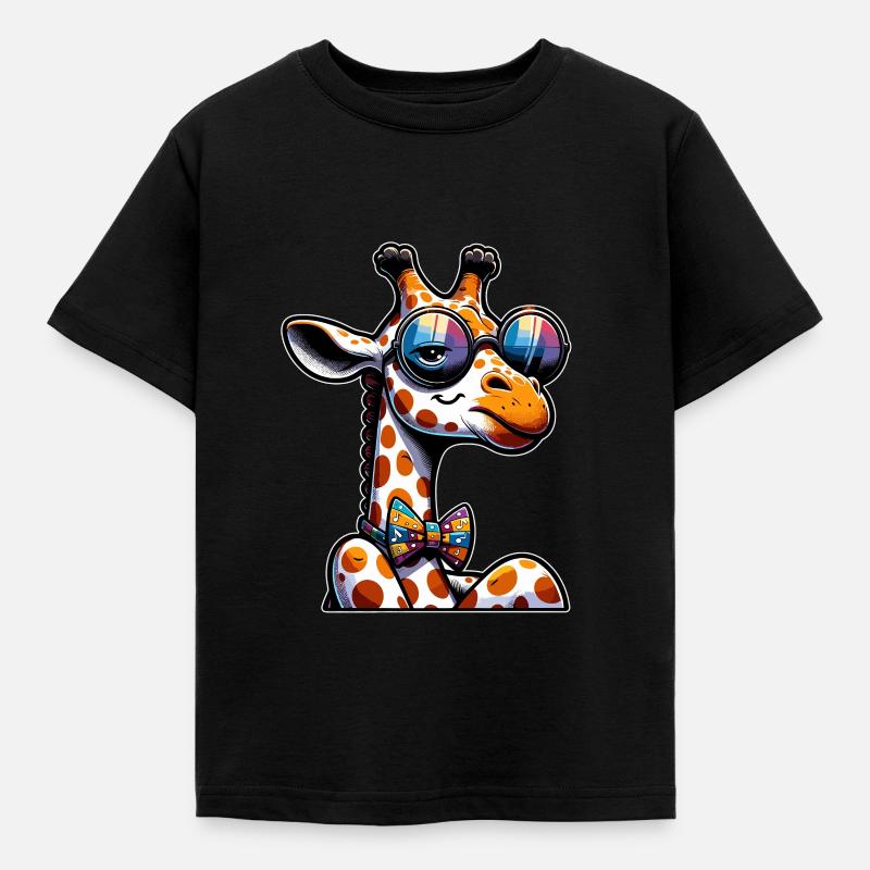 Niedliche Giraffe Gezeichnete Giraffe - Kinder T-Shirt - Schwarz