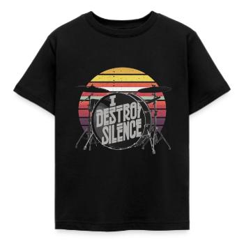 Ich zerstöre die Stille, den Humor, den Trommler - Kinder T-Shirt - Schwarz - Vorne - AI Model Kid Female (0cm)