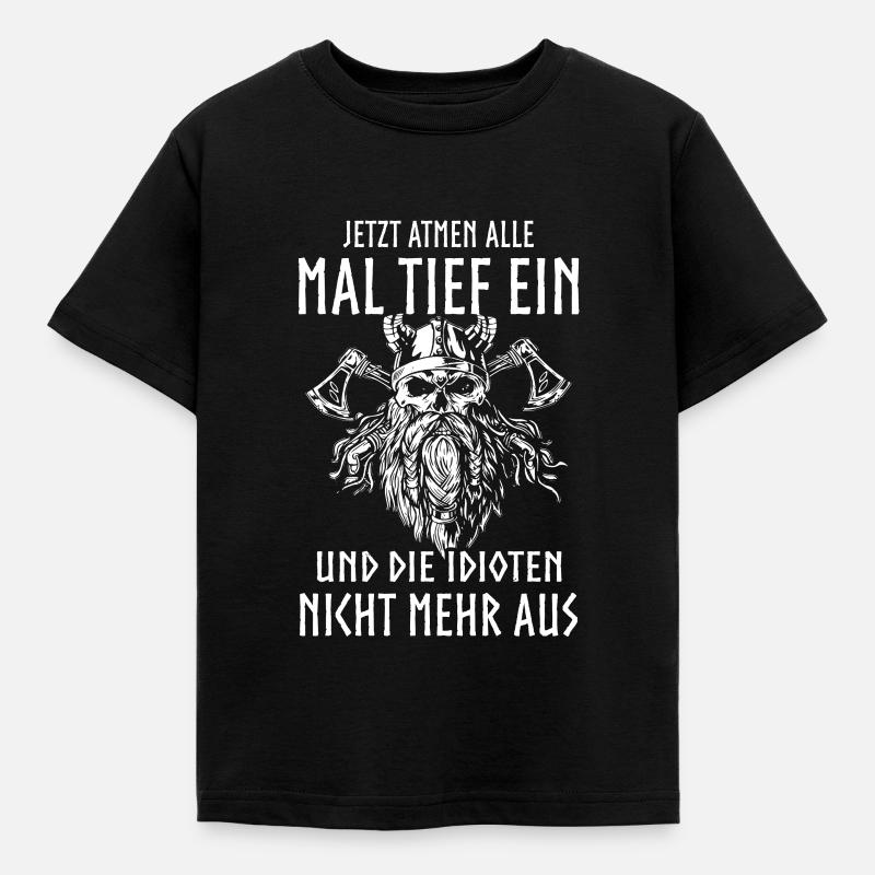 Wikinger Tshirt Viking Valhalla Walhalla Gott Odin - Kinder T-Shirt - Schwarz