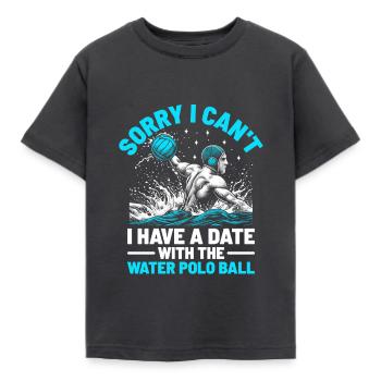 Tut mir leid, ich kann mich nicht mit dem Wasserball Ba verabreden. - Kinder T-Shirt - Dunkelgrau - Vorne - AI Model Kid Female (0cm)
