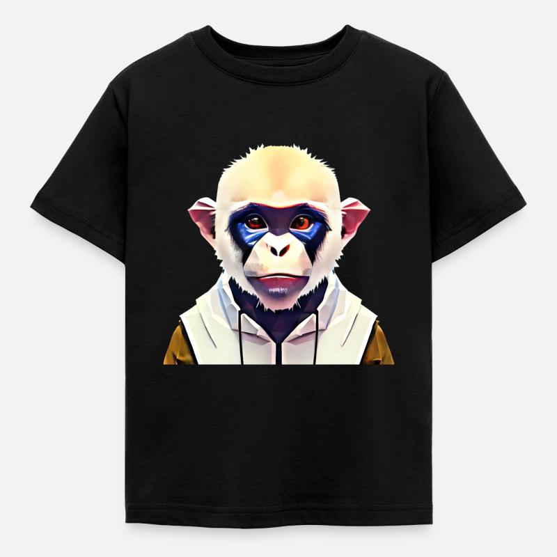 Polygon Monkey - Kids' T-Shirt - black