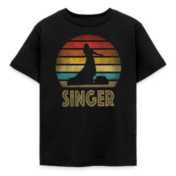 Chanteuse chantant chanter! Coucher de soleil rétro vintage - T-shirt Enfant - noir - Devant - AI Model Kid Female (0cm)