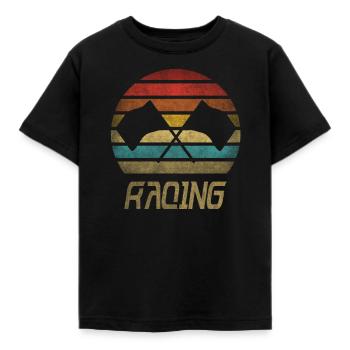 Drapeaux Voitures de course Race Flag Speed Retro Vintage - T-shirt Enfant - noir - Devant - AI Model Kid Female (0cm)
