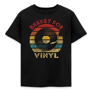 Energie voor Vinyl Retro Vintage Muziek - Kinderen T-shirt - zwart - Voor - AI Model Kid Female (0cm)