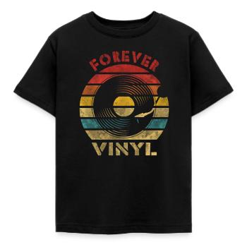 Forever Vinyl Retro Vintage Muziek - Kinderen T-shirt - zwart - Voor - AI Model Kid Female (0cm)