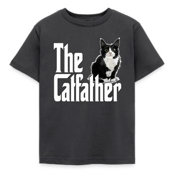 Cat Dad The Catfather Crazy Cat Father Kitty Daddy - Kids' T-Shirt - dark grey - Front - AI Model Kid Female (0cm)