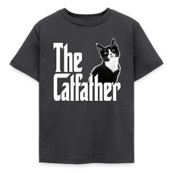 Cat Father The Catfather Crazy Cat Dad Dad - Kids' T-Shirt - dark grey - Front - AI Model Kid Female (0cm)