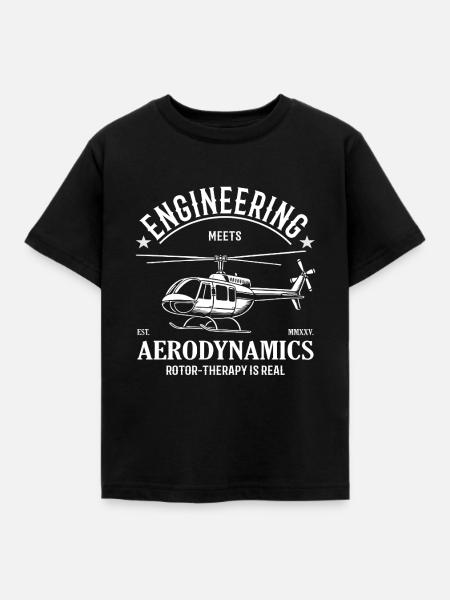Hubschrauber – Engineering meets Aerodynamics - Kinder T-Shirt - Schwarz