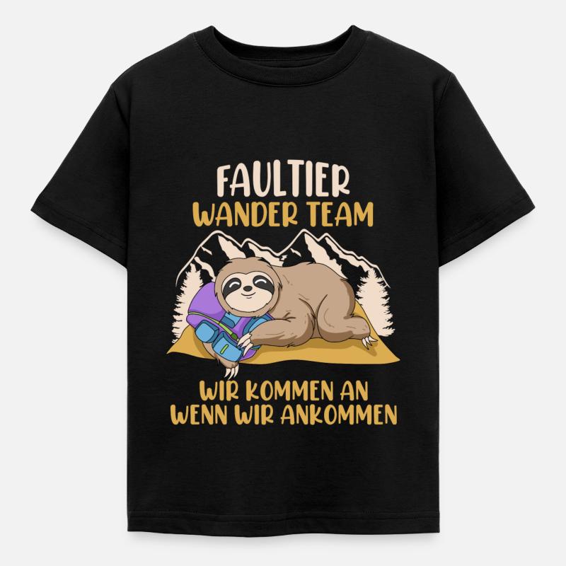 Faultier Wander Team - Kinder T-Shirt - Schwarz