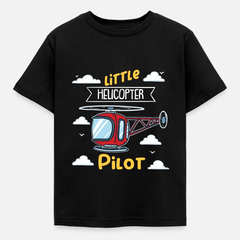 Kleiner Heli Pilot | Kleiner Hubschrauber - Kinder T-Shirt - Schwarz