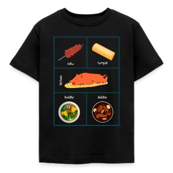 Philippinen Essen - Weihnachtsgeschenk für Pinoy - Kinder T-Shirt - Schwarz - Vorne - AI Model Kid Female (0cm)