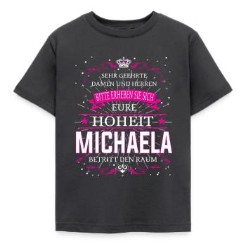 Eure Hoheit Michaela betritt den Raum - Kinder T-Shirt - Dunkelgrau - Vorne - AI Model Kid Female (0cm)