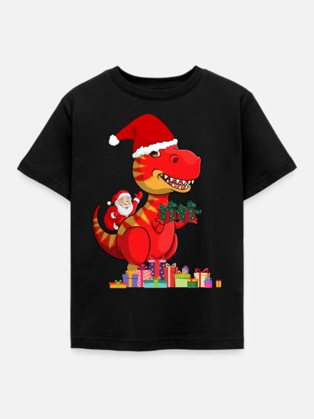 Pere Noel dinosaur - Kids' T-Shirt - black