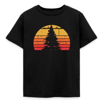 Einzelner Kiefern Baum Sun - Kinder T-Shirt - Schwarz - Vorne - AI Model Kid Female (0cm)