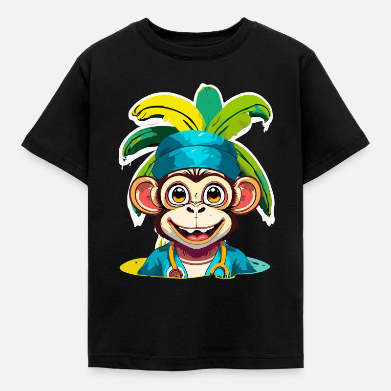 Affen-Doktor - Kinder T-Shirt - Schwarz