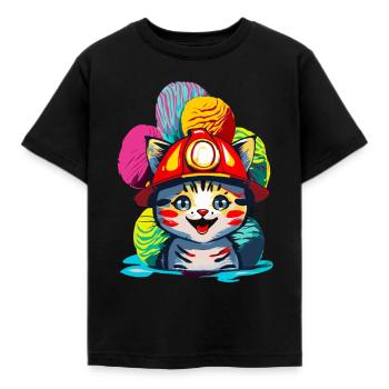Chat pompier - T-shirt Enfant - noir - Devant - AI Model Kid Female (0cm)