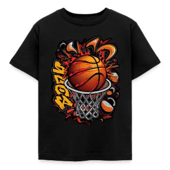Dynamisches Basketball Graffiti - Kinder T-Shirt - Schwarz - Vorne - AI Model Kid Female (0cm)