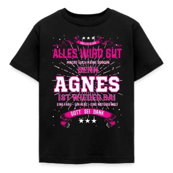 Tout ira bien parce qu’Agnès est là - T-shirt Enfant - noir - Devant - AI Model Kid Female (0cm)