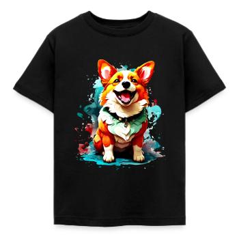 Corgi Splash Jap - T-shirt Enfant - noir - Devant - AI Model Kid Female (0cm)
