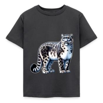 Schneeleopard Leopard Weißer Leopard - Kinder T-Shirt - Dunkelgrau - Vorne - AI Model Kid Female (0cm)