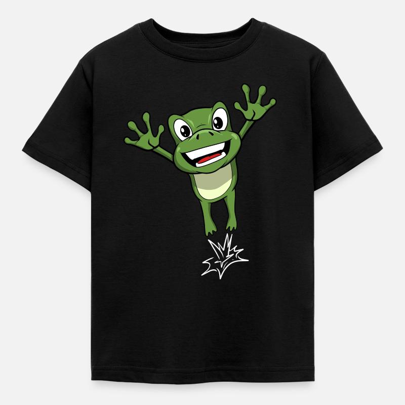 Springender Frosch - Kinder T-Shirt - Schwarz