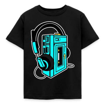 Walkman Kasette Musik retro style Geschenkidee - Kinder T-Shirt - Schwarz - Vorne - AI Model Kid Female (0cm)