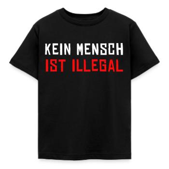 KEIN MENSCH IST ILLEGAL - Kinder T-Shirt - Schwarz - Vorne - AI Model Kid Female (0cm)