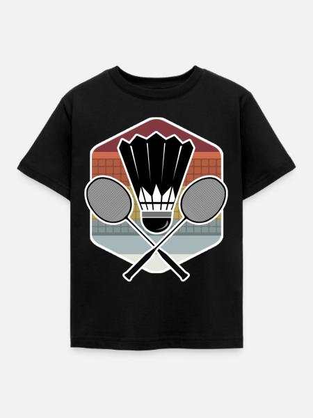 Badminton Federball - Kinder T-Shirt - Schwarz