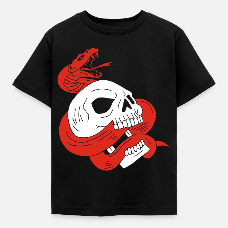 Le crâne et le serpent rouge - T-shirt Enfant - noir