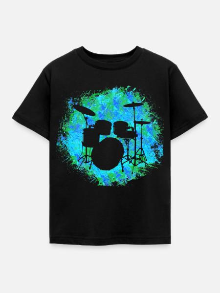 Schlagzeug Instrument Schlagzeuger Musik Geschenk - Kinder T-Shirt - Schwarz