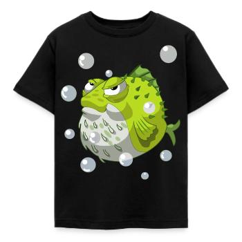 Cartoon Comic Kugelfisch - Kinder T-Shirt - Schwarz - Vorne - AI Model Kid Female (0cm)