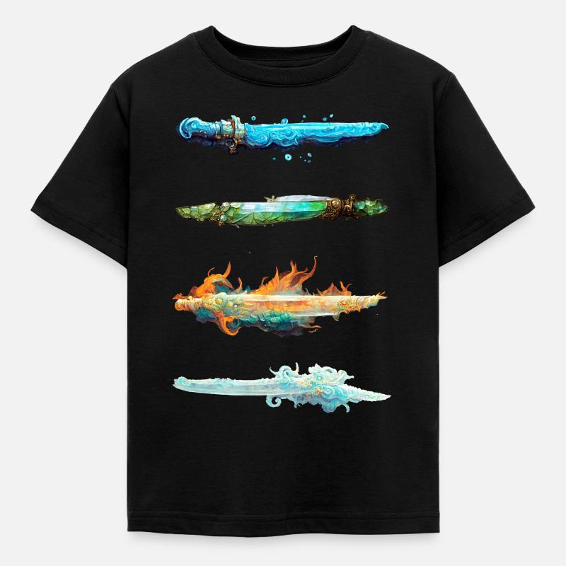 Épées à quatre éléments - T-shirt Enfant - noir