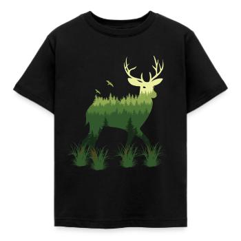 Cerf de la nature - T-shirt Enfant - noir - Devant - AI Model Kid Female (0cm)