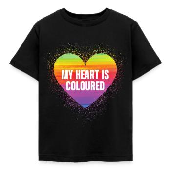 My heart is coloured / LGBTQ Gay Pride Design - Kinder T-Shirt - Schwarz - Vorne - AI Model Kid Female (0cm)