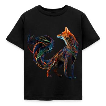 Fuchs Fuchsmotiv Tiere Geschenk Kunst Tiermotiv - Kinder T-Shirt - Schwarz - Vorne - AI Model Kid Female (0cm)