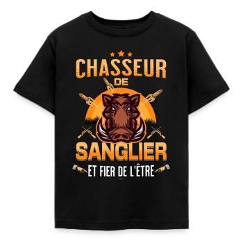 Chasseur de Sanglier et Fier de l'Être - T-shirt Enfant - noir - Devant - AI Model Kid Female (0cm)
