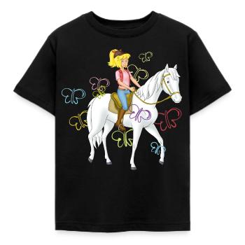 Bibi am Galoppieren Standard T-Shirt - Kinder T-Shirt - Schwarz - Vorne - AI Model Kid Female (0cm)