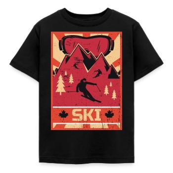 Ski Propaganda | Wintersport Winter Schnee Urlaub - Kinder T-Shirt - Schwarz - Vorne - AI Model Kid Female (0cm)