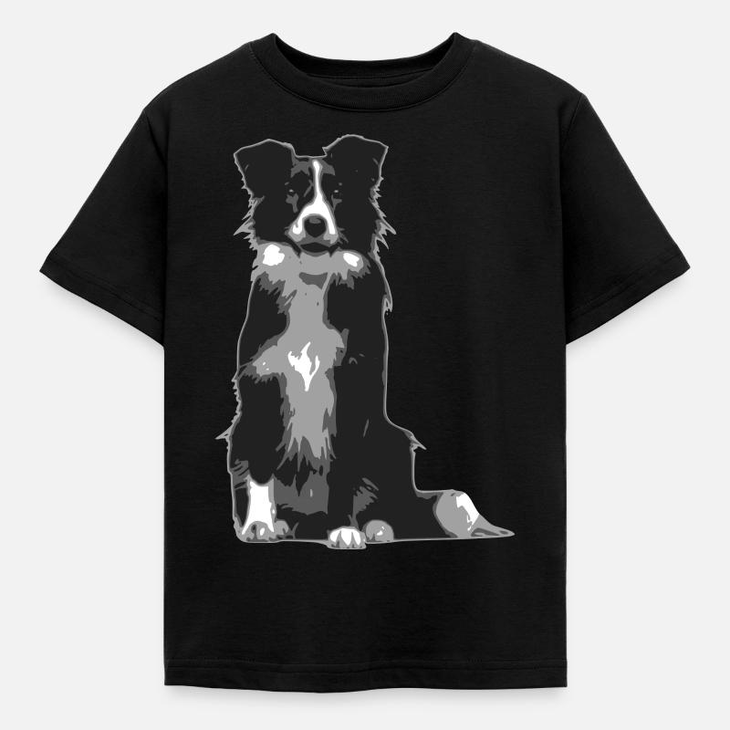 Border Collie Silhoette - Kinder T-Shirt - Schwarz