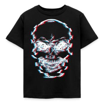 Totenkopf, skull, glitch - Kinder T-Shirt - Schwarz - Vorne - AI Model Kid Female (0cm)
