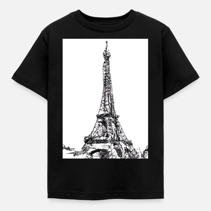 Eiffelturm-Gemälde - Kinder T-Shirt - Schwarz